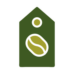 Green Tag With Coffee Bean And Circle Graphic Design