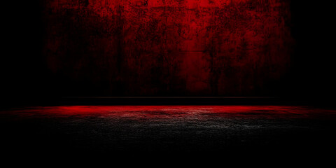 Dark Red Grunge Wall and Floor Background Creates a Dramatic and Moody Atmosphere