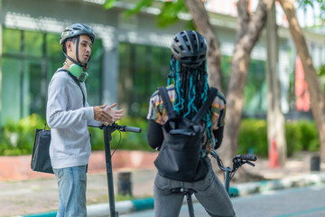 Young Commuters with Eco-Friendly Transportation