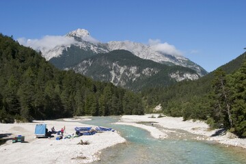 River Isar near Scharnitz in Tyrol - Austria