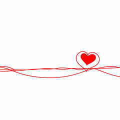 Red Heart on a Continuous Line with White Background, Simple Illustration of Love and Connection