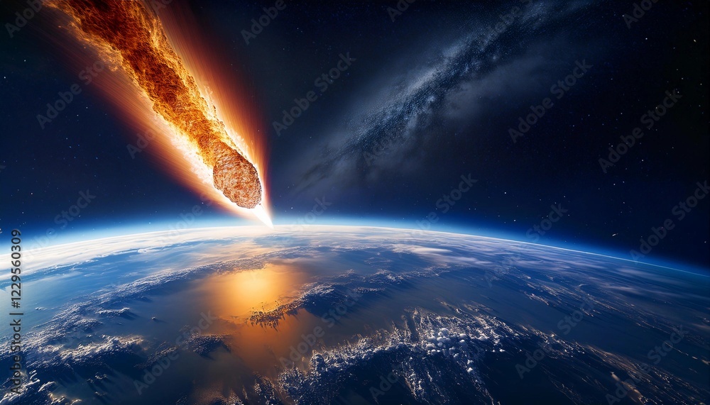 Wall mural attack of the asteroid on the earth. comets attack on earth