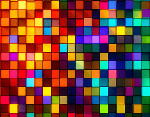 Vivid Colorful Squares Animation Covering White Background. This eye-catching animation showcases vivid, colorful squares transitioning and covering a white background. The smooth animation creates 