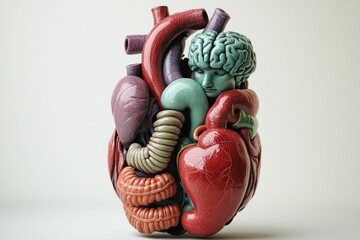 Colorful anatomical heart sculpture mind body connection