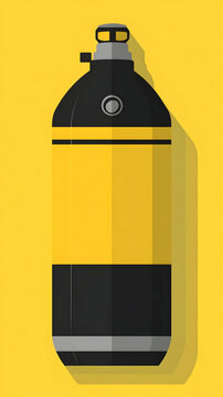recommend clip art: Yellow and Black Gas Cylinder Illustration with Valve on Yellow Background
