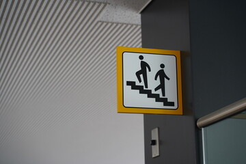 Stairs Sign Yellow Square Modern
