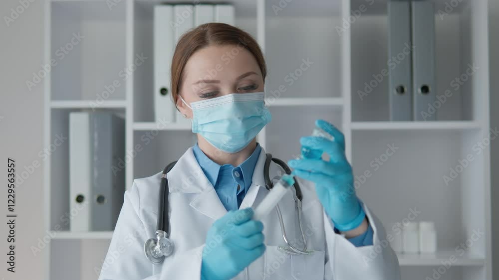 Poster A scientist in the laboratory examines the microcosm under a microscope, collecting data for in-depth analysis of the structure and function of biological systems. Blood test