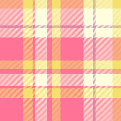 Decorate tartan seamless vector, silky background texture textile. Custom check pattern fabric plaid in red and light yellow colors.