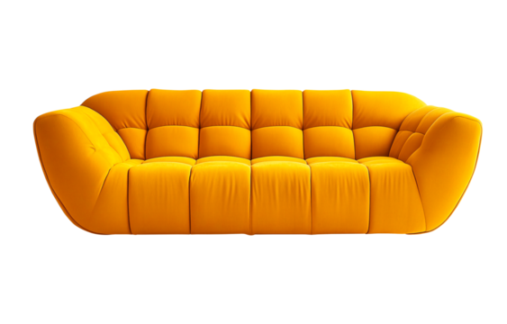 Yellow modern soft sofa. Transparent background png