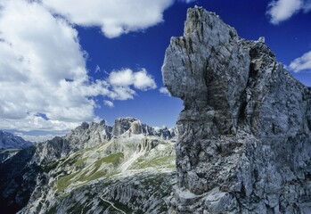 Sexten Dolomites near the Drei Zinnen Huette alpine hut, Bolzano-Bozen, Italy, Europe