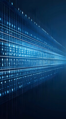 Abstract Blue Technology Background Flows with Digital Data Stream and Lines Seamlessly.
