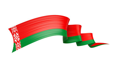 3d Flag Of Belarus Shiny Wavy Awareness Ribbon flag Isolated On White Background 3d Illustration