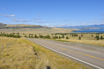 Country road in Montana, near Glacier National Park, Montana, USA, North America