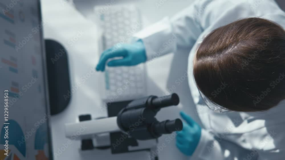 Aufkleber A dedicated scientist is meticulously analyzing various samples under a highpowered microscope in a wellequipped laboratory environment, contributing to significant research in the field of science