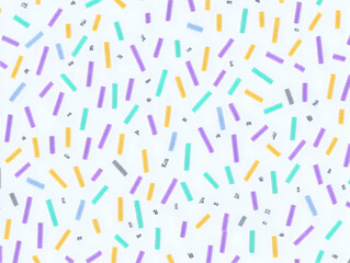 Colorful Confetti Background Creates a Festive Mood with Scattered, Colorful Rectangular Shapes on White.