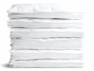 Stacks of Paper Sheets Neatly Arranged on a White Background, Efficiently Organized for Office Use