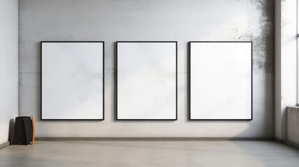 Fototapeta premium Empty gallery display art space photography modern interior wide angle minimalism