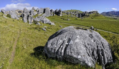Limestone rock formations on Castle Hill, South Island, New Zealand, Oceania