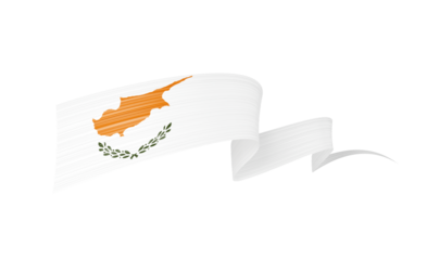 3d Flag Of Cyprus 3d Wavy Shiny Cyprus Ribbon Flag Isolated On Grey Background 3d Illustration