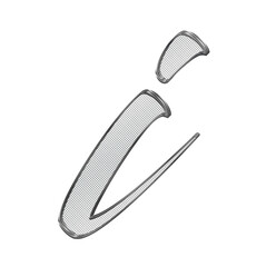 Silver, small 3D letter with metal mesh inside