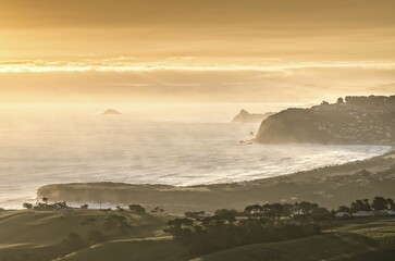 View of Dunedin Beach at sunset, Dunedin, Otago Peninsula, South Island, New Zealand, Oceania