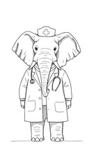 Cartoon Elephant in a Doctor's Coat