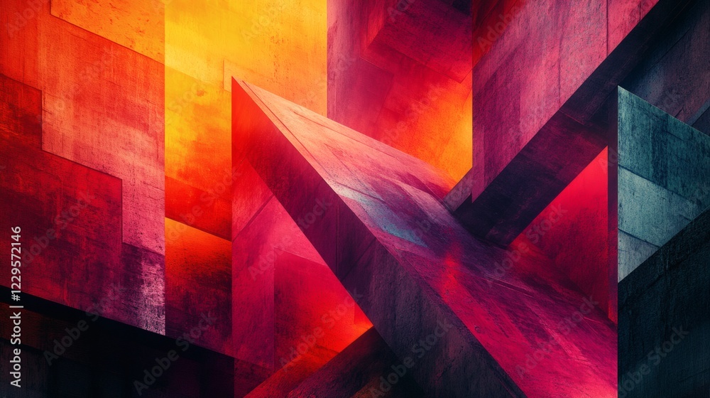 Poster abstract art design featuring 3d background with bold geometric shapes and complex textures highligh
