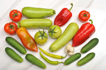 Fresh, vibrant vegetables on a kitchen table