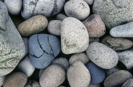 Coloured pebbles at Pointe de Diben, Brittany, France, Europe