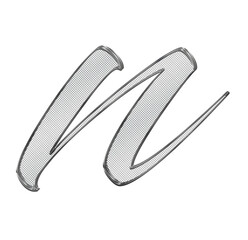 Silver, small 3D letter with metal mesh inside