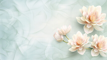 Obraz premium Soft Pastel Lotus Flowers on a Light Aqua Background