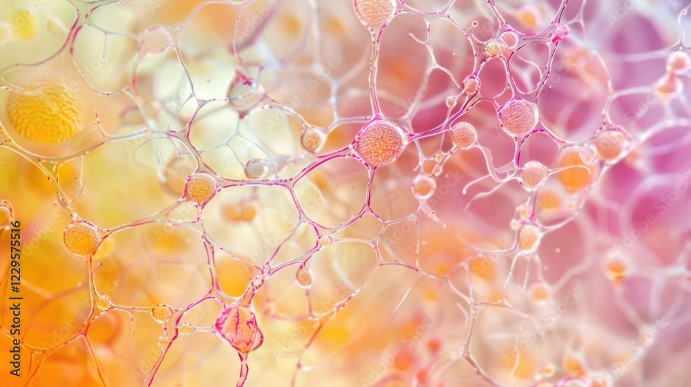 Aufkleber abstract colorful cellular structures with intricate patterns and vibrant hues in a scientific conte