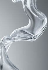 The liquid flows creating an elegant display of motion. It is set against a gray background