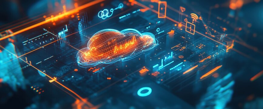 A person is gently touching a soft cloud icon displayed on a screen