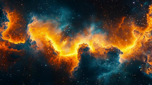 Breathtaking Space Scene with Fiery Nebula Glow - made with Generative AI