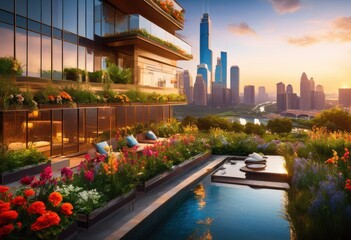 Fototapeta premium vivid cityscape illustrations featuring dynamic architecture blending beauty harmonious landscapes, skyline, urban, buildings, streets, parks, lights