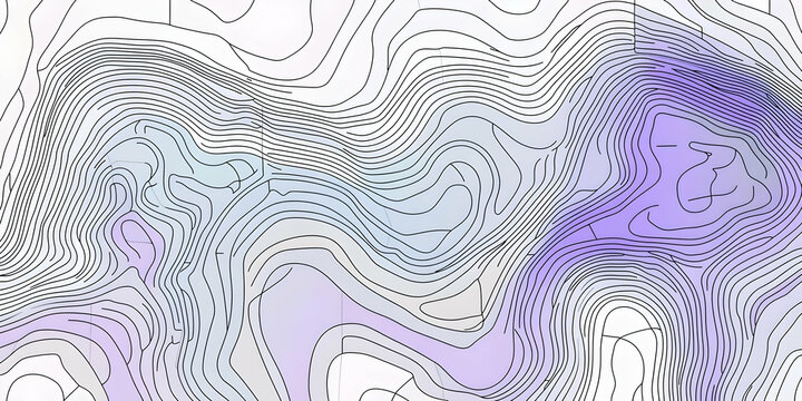 Abstract Topographic Lines Form a Colorful Landscape Design with Subtle Purple and Blue Hues