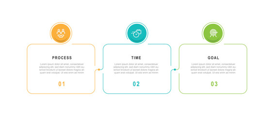 3 column infographic with line style. Infographic template with icons and 3 step or option 