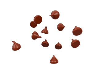3d Milk Chocolate Chips Or Chocolate Morsels Scattered In The Air 3d Illustration