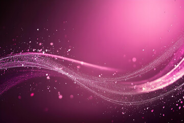 Fototapeta premium Abstract pink background forms flowing waves with sparkling particles beautifully and gracefully.