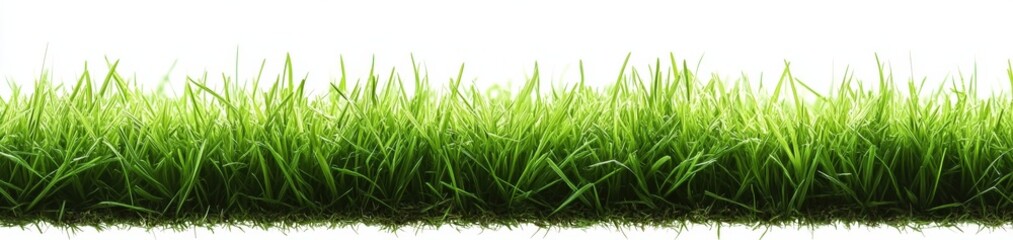 Fototapeta premium Closeup of a lush green grass field on a clean white background