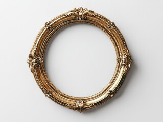 Obraz premium Ornate gold round frame on white background for display