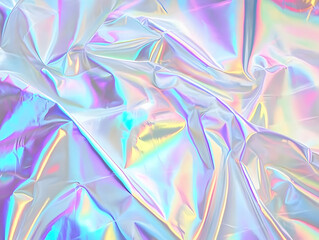 Iridescent Holographic Fabric Texture Flows and Shimmers with Pastel Colors Smoothly