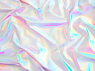 Obraz premium Iridescent holographic foil background displays vibrant, colorful patterns gracefully.