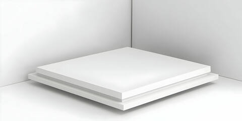 White Square Podium Stands Elegantly in a Corner for Product Display