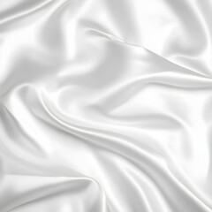 Fototapeta premium Smooth elegant white silk or satin texture as wedding background with flowing fabric waves softly folded