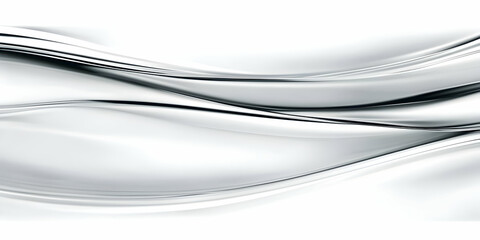 Obraz premium Abstract Silver Waves Flow Smoothly Across a White Background with Elegant Curves.