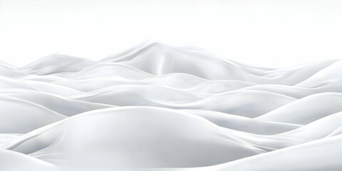 Obraz premium Abstract 3D Render of Flowing White Fabric Creates a Smooth, Wavy Landscape Elegantly Against a Clean White Backdrop.