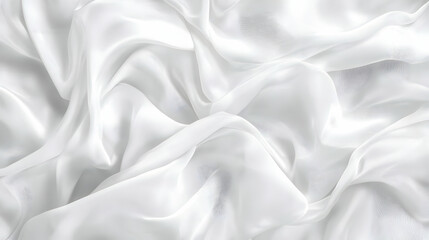 Obraz premium Smooth Elegant White Silk Fabric Background Flows and Creates Soft Waves Gently