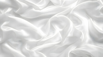 Fototapeta premium White silk fabric flows gracefully, creating an elegant and luxurious texture, perfect for backgrounds.